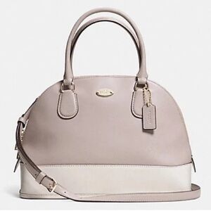 Coach Cora Dome Mini Satchel Cream Crossgrain Leather Handbag Multiple Strap